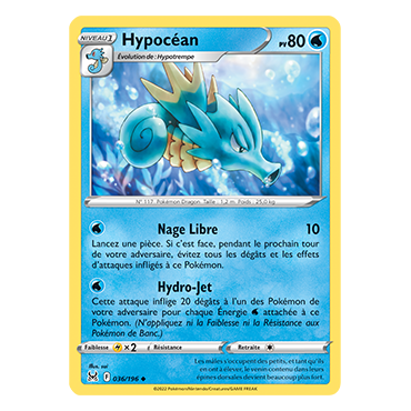 Hypocéan 036/196 : Joyau Peu commune de l'extension Pokémon Origine Perdue