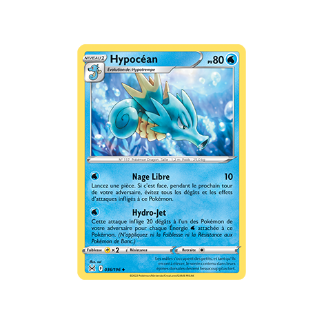 Hypocéan 036/196 : Joyau Peu commune de l'extension Pokémon Origine Perdue