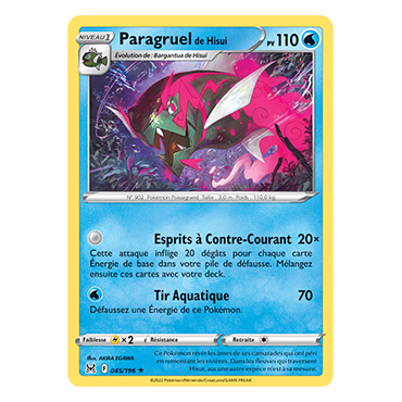 Paragruel de Hisui carte Holographique rare de la série Origine Perdue