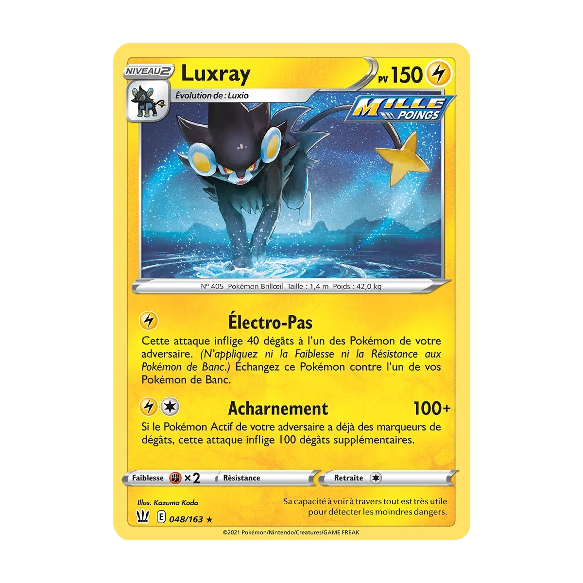 Luxray rare de Pokémon Épée et Bouclier Styles de Combat 048/163