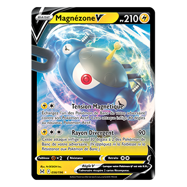 Carte Magnézone Holographique rare V de Pokémon Origine Perdue 056/196