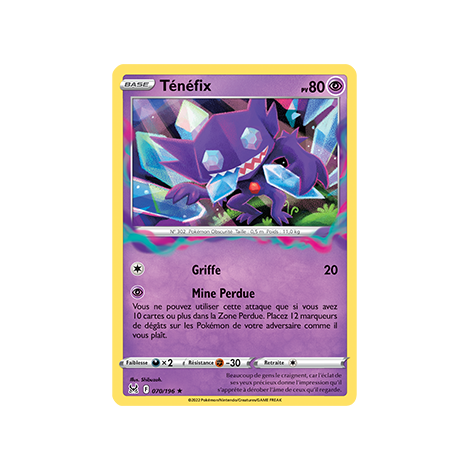 Ténéfix 070/196 rare de l'extension Pokémon Origine Perdue