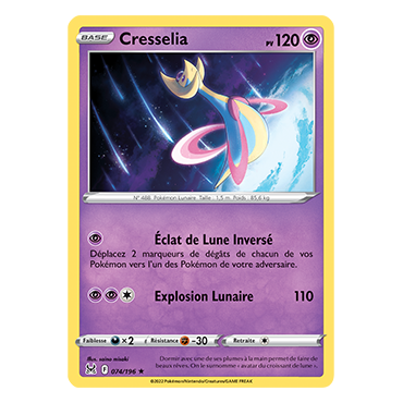 Cresselia, carte Holographique rare de la série Origine Perdue