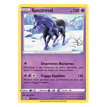 Carte Spectreval Holographique rare de Pokémon Origine Perdue 081/196