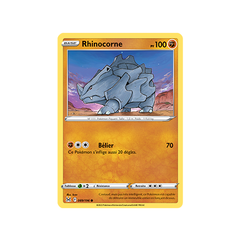 Carte Rhinocorne - Commune de Pokémon Origine Perdue 089/196