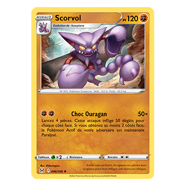 Scorvol 096/196 : Joyau Rare de l'extension Pokémon Origine Perdue