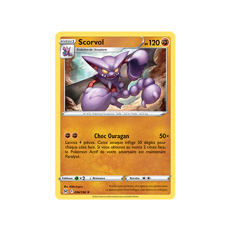 Scorvol 096/196 : Joyau Rare de l'extension Pokémon Origine Perdue