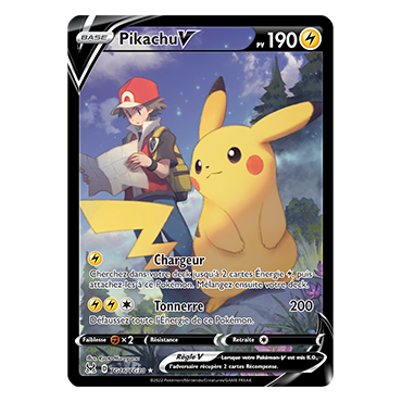 Carte Pikachu - Holographique rare V de Pokémon Origine Perdue TG16/TG30