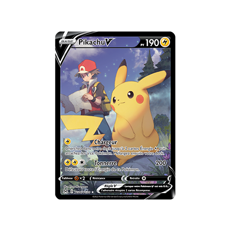 Carte Pikachu - Holographique rare V de Pokémon Origine Perdue TG16/TG30