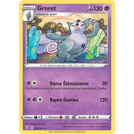 Carte Groret - Peu commune (Brillante) de Pokémon Épée et Bouclier Styles de Combat 056/163