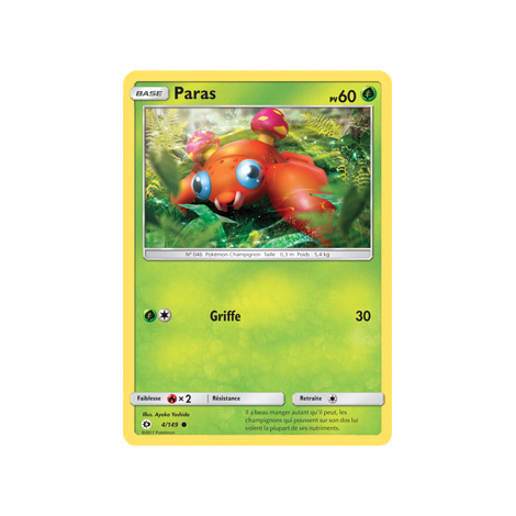 Paras 4/149 : Joyau Commune de l'extension Pokémon Soleil et Lune (JCC)