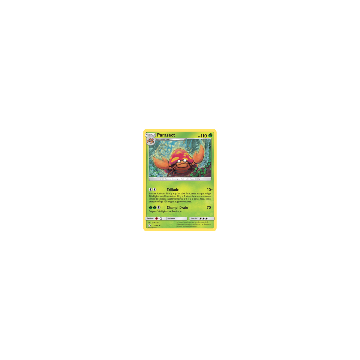 Carte Parasect - Rare de Pokémon Soleil et Lune (JCC) 5/149