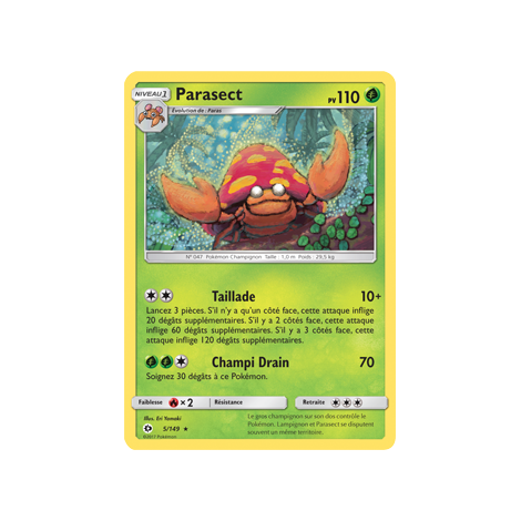 Carte Parasect - Rare de Pokémon Soleil et Lune (JCC) 5/149