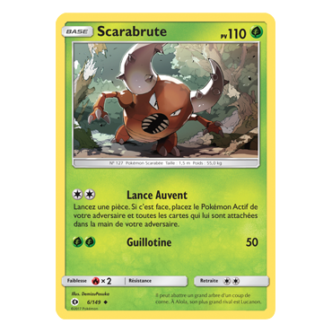 Carte Scarabrute - Peu commune de Pokémon Soleil et Lune (JCC) 6/149