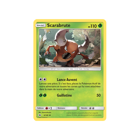 Carte Scarabrute - Peu commune de Pokémon Soleil et Lune (JCC) 6/149