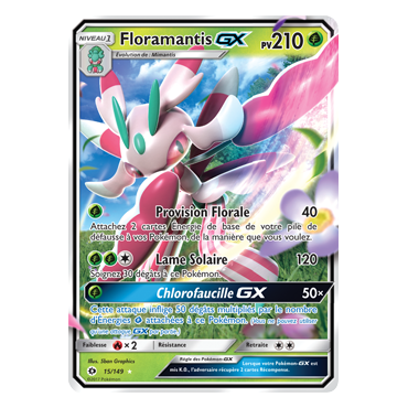 Découvrez Floramantis, carte Holographique rare GX de la série Soleil et Lune (JCC)