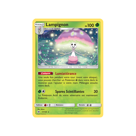 Lampignon 17/149 : Joyau Holographique rare de l'extension Pokémon Soleil et Lune (JCC)