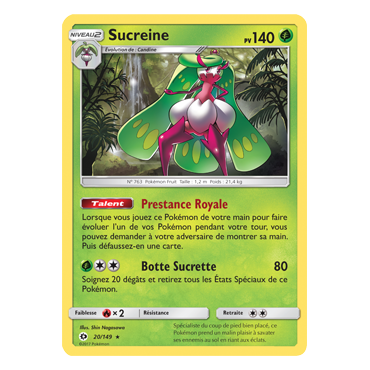 Découvrez Sucreine, carte Holographique rare de la série Soleil et Lune (JCC)