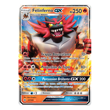 Félinferno 27/149 : Joyau Holographique rare GX de l'extension Pokémon Soleil et Lune (JCC)