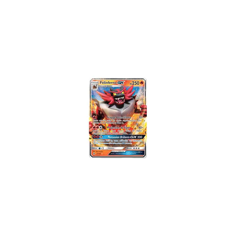 Félinferno 27/149 : Joyau Holographique rare GX de l'extension Pokémon Soleil et Lune (JCC)