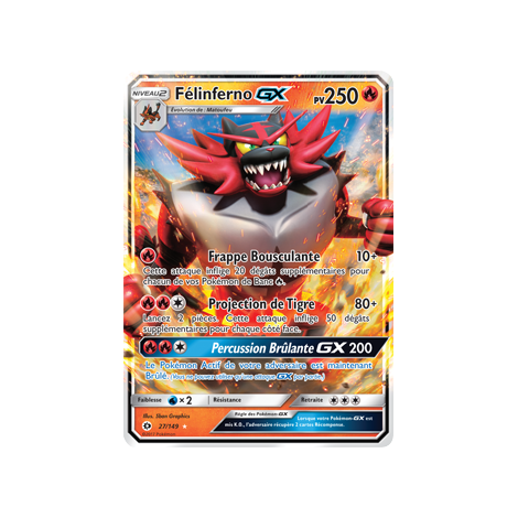 Félinferno 27/149 : Joyau Holographique rare GX de l'extension Pokémon Soleil et Lune (JCC)