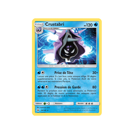 Crustabri 34/149 : Joyau Rare de l'extension Pokémon Soleil et Lune (JCC)