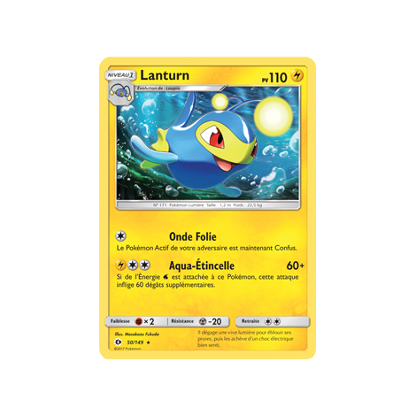 Lanturn 50/149 : Joyau Rare de l'extension Pokémon Soleil et Lune (JCC)