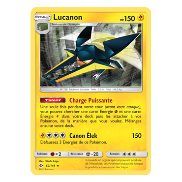 Carte Lucanon - Holographique rare de Pokémon Soleil et Lune (JCC) 52/149