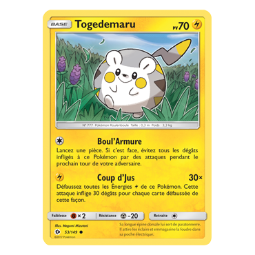 Togedemaru 53/149 : Joyau Commune de l'extension Pokémon Soleil et Lune (JCC)
