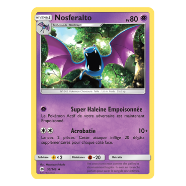 Carte Nosferalto - Peu commune de Pokémon Soleil et Lune (JCC) 55/149