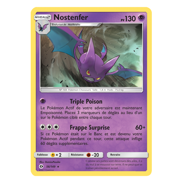 Nostenfer 56/149 : Joyau Holographique rare de l'extension Pokémon Soleil et Lune (JCC)