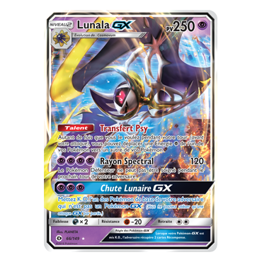 Découvrez Lunala, carte Holographique rare GX de la série Soleil et Lune (JCC)