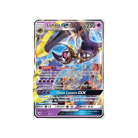 Découvrez Lunala, carte Holographique rare GX de la série Soleil et Lune (JCC)