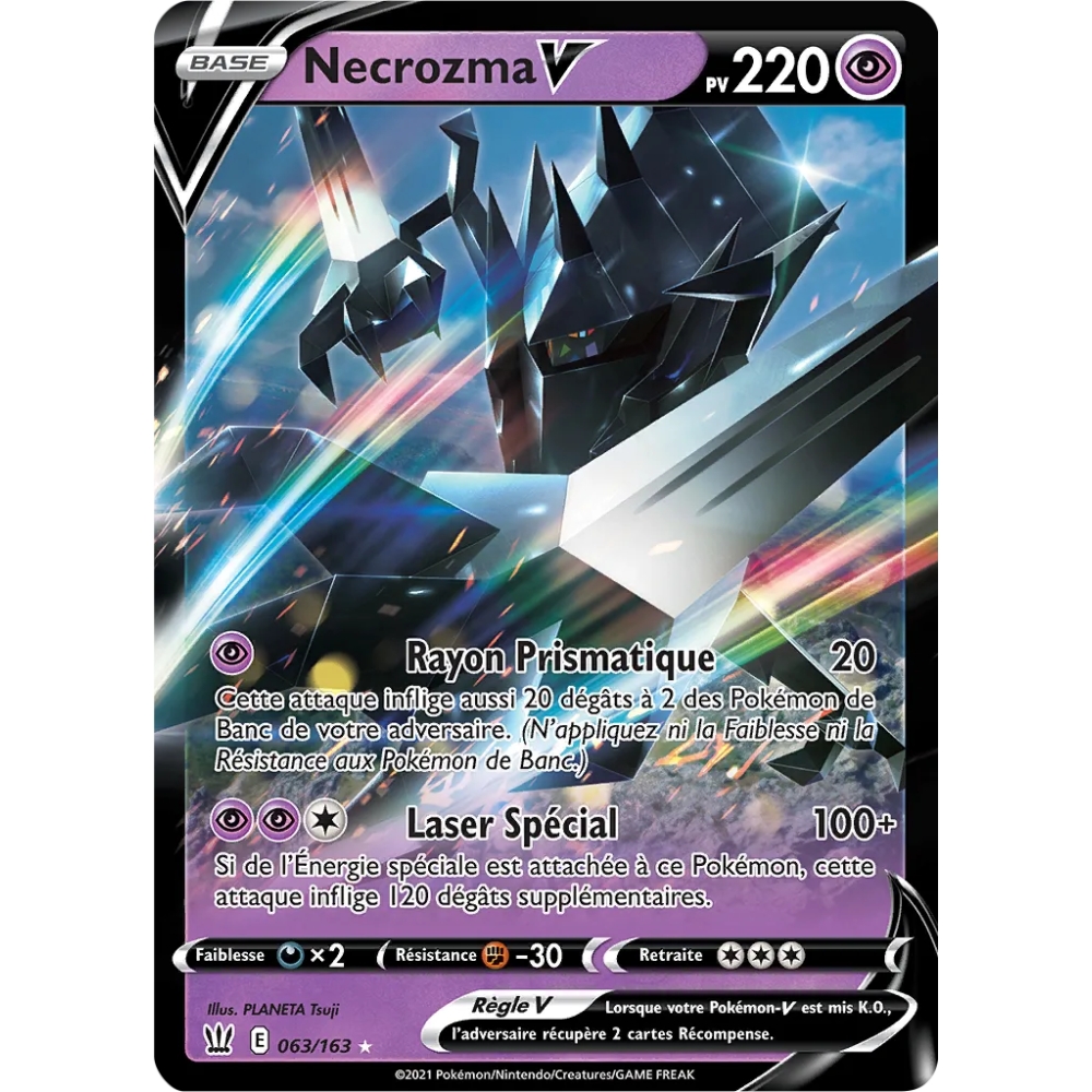 Découvrez Necrozma, carte Holographique rare V de la série Épée et Bouclier Styles de Combat