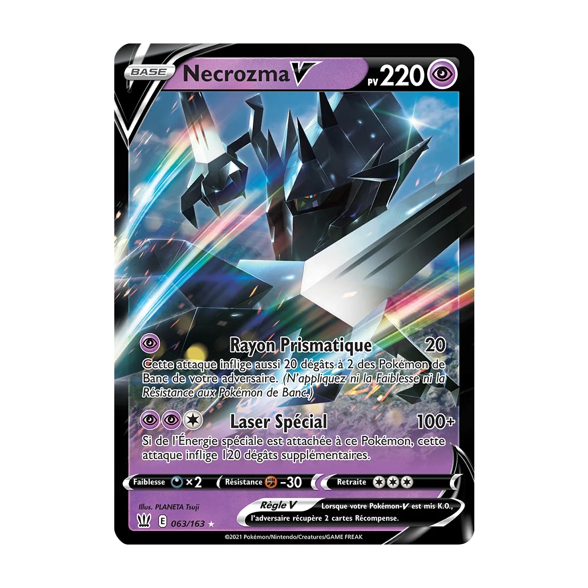 Découvrez Necrozma, carte Holographique rare V de la série Épée et Bouclier Styles de Combat