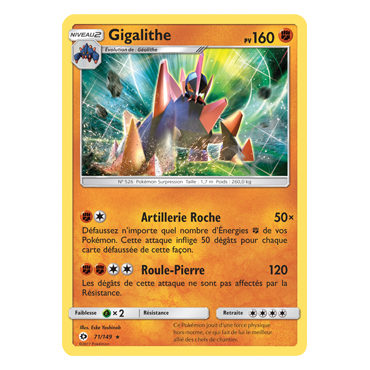 Gigalithe 71/149 : Joyau Holographique rare de l'extension Pokémon Soleil et Lune (JCC)