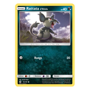 Découvrez Rattata d'Alola, carte Commune de la série Soleil et Lune (JCC)