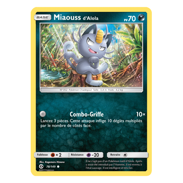 Découvrez Miaouss d'Alola, carte Commune de la série Soleil et Lune (JCC)