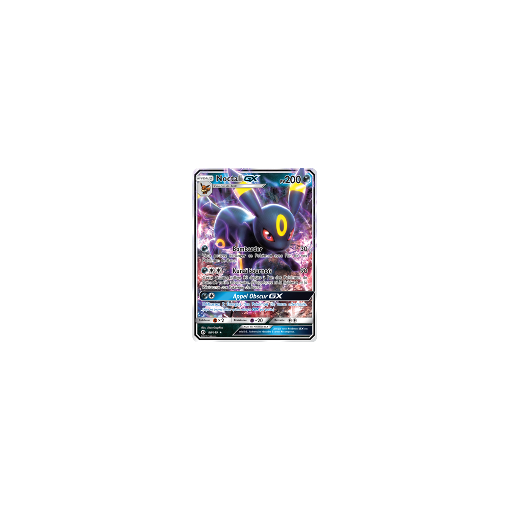 Carte Noctali - Holographique rare GX de Pokémon Soleil et Lune (JCC) 80/149