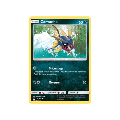 Carte Carvanha - Commune de Pokémon Soleil et Lune (JCC) 81/149