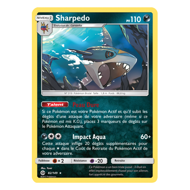 Carte Sharpedo - Holographique rare de Pokémon Soleil et Lune (JCC) 82/149