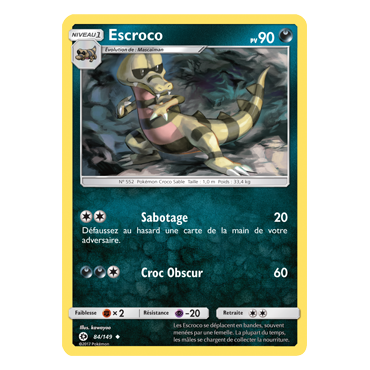 Carte Escroco - Peu commune de Pokémon Soleil et Lune (JCC) 84/149