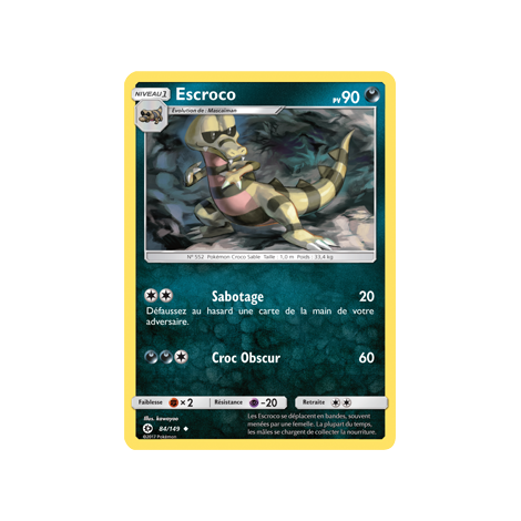 Carte Escroco - Peu commune de Pokémon Soleil et Lune (JCC) 84/149