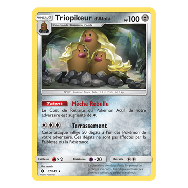 Triopikeur d'Alola 87/149 : Joyau Holographique rare de l'extension Pokémon Soleil et Lune (JCC)