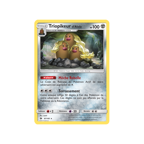 Triopikeur d'Alola 87/149 : Joyau Holographique rare de l'extension Pokémon Soleil et Lune (JCC)