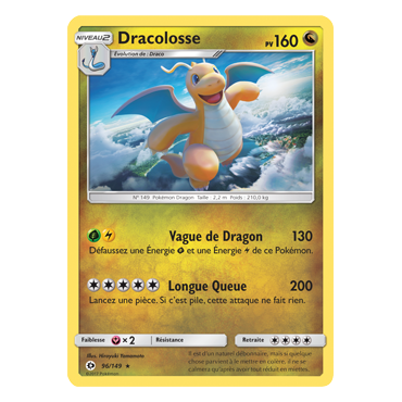 Carte Dracolosse - Holographique rare de Pokémon Soleil et Lune (JCC) 96/149