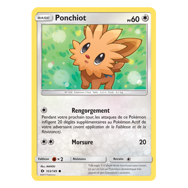 Ponchiot 103/149 : Joyau Commune de l'extension Pokémon Soleil et Lune (JCC)