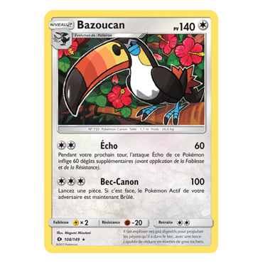 Découvrez Bazoucan, carte Rare de la série Soleil et Lune (JCC)