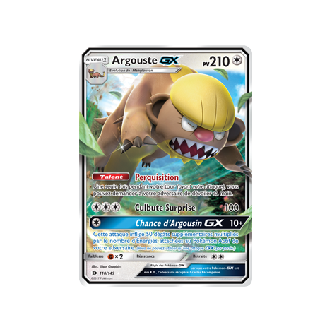 Carte Argouste - Holographique rare GX de Pokémon Soleil et Lune (JCC) 110/149