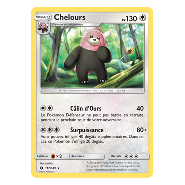 Découvrez Chelours, carte Rare de la série Soleil et Lune (JCC)